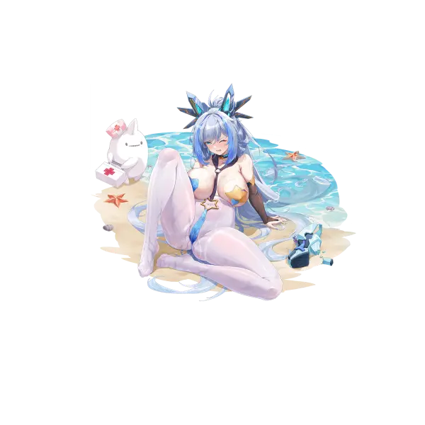 战舰少女R - 米切尔 - 换装 - 沙滩之星 - 大破立绘