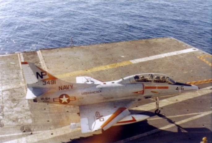 文件:Douglas TA-4F Skyhawk of VA-164 aboard USS Hancock (CVA-19), circa in 1974 1.jpg