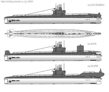 633型潜艇改造方案633L和633RV外形对比