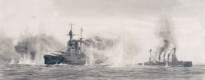 HMS_'Warrior'_and_'Warspite'_at_the_Battle_of_Jutland,_31_May_1916,_about_18.25