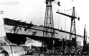 Italian battleship Francesco Caracciolo launching.jpg