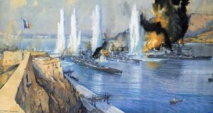 《1940年7月3日：对米尔斯克比尔的袭击》（由马里安·马里（1901-1987）创作）