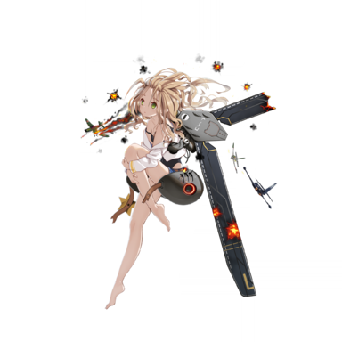 战舰少女R - 黄蜂(CV-7)·改 - 大破立绘